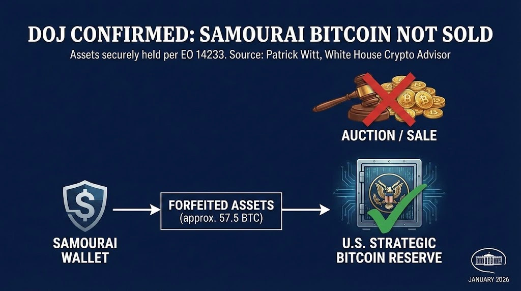 DOJ Denies Samourai Bitcoin Sale, Assets Stay in Strategic Reserve