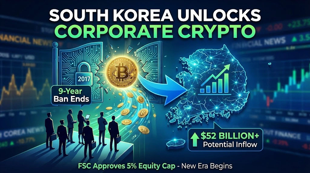 South Korea Lifts 9-Year Corporate Crypto Ban with 5% Cap